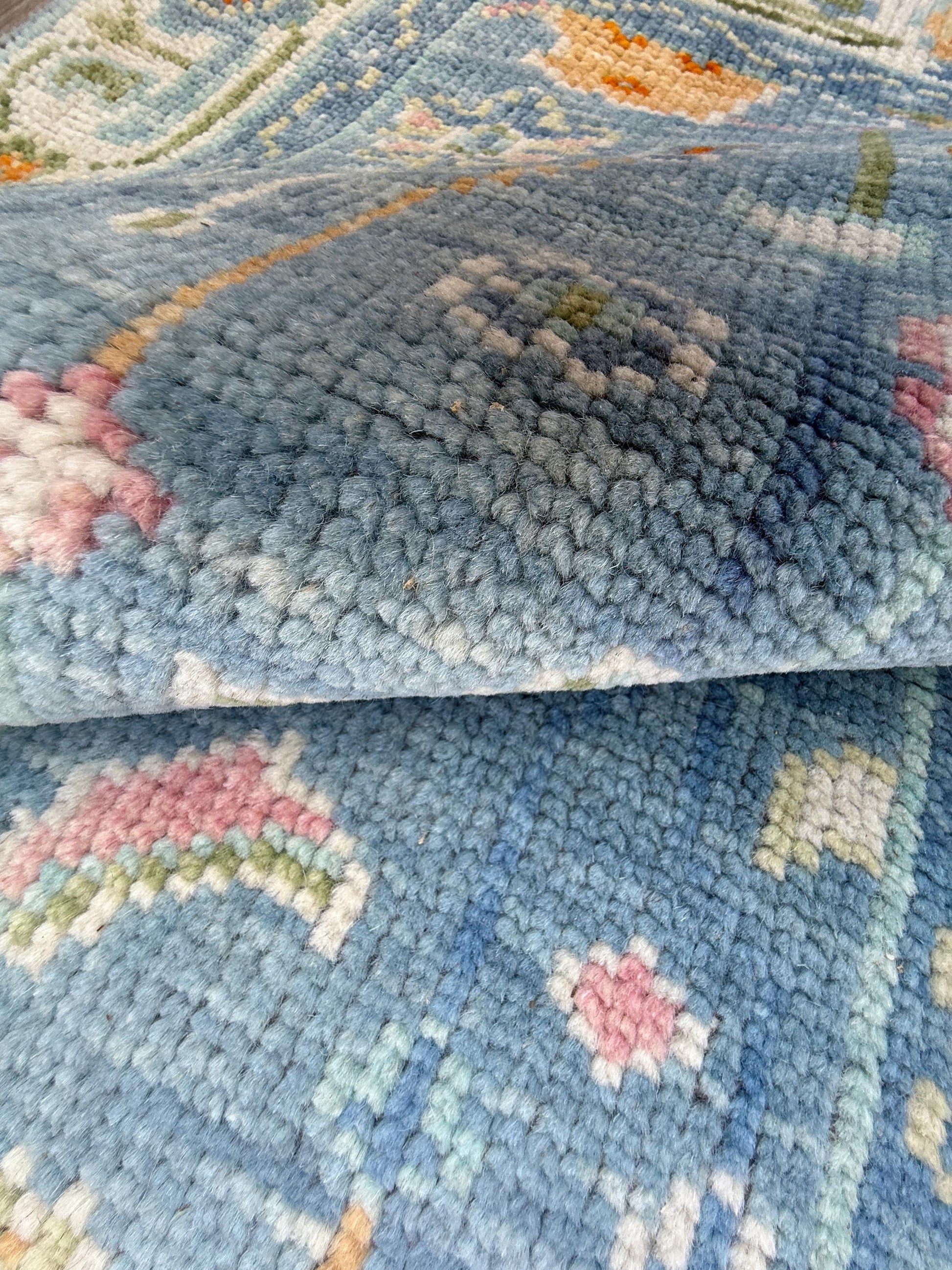 3x5 ft Hand Knotted Pastel Oushak Rug: Bohemian Floral Contemporary Area Carpet Modern Decorative Accent Rug