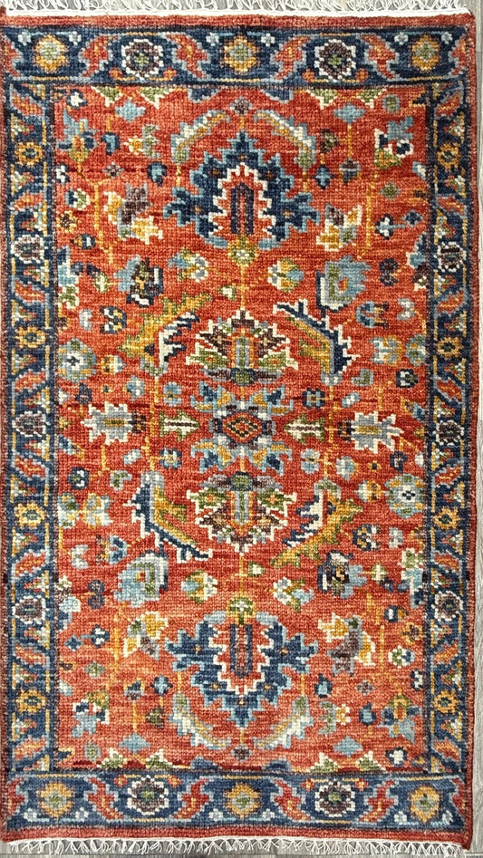 3x5 ft. Bohemian Turkish Oushak Rug, Hand Knotted Contemporary Carpet