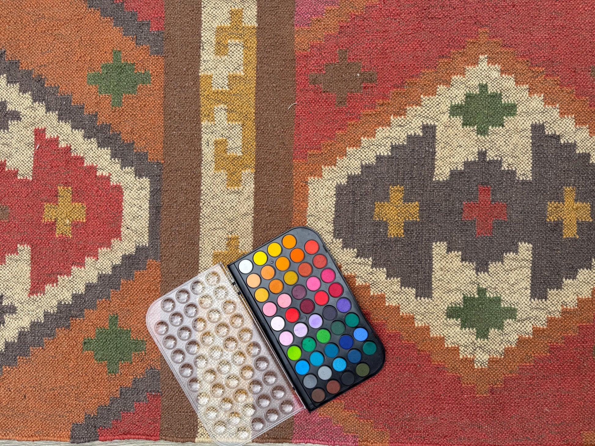 2.5x12 ft Geometric Anatolian Kilim, Flat Weave Handwoven Runner