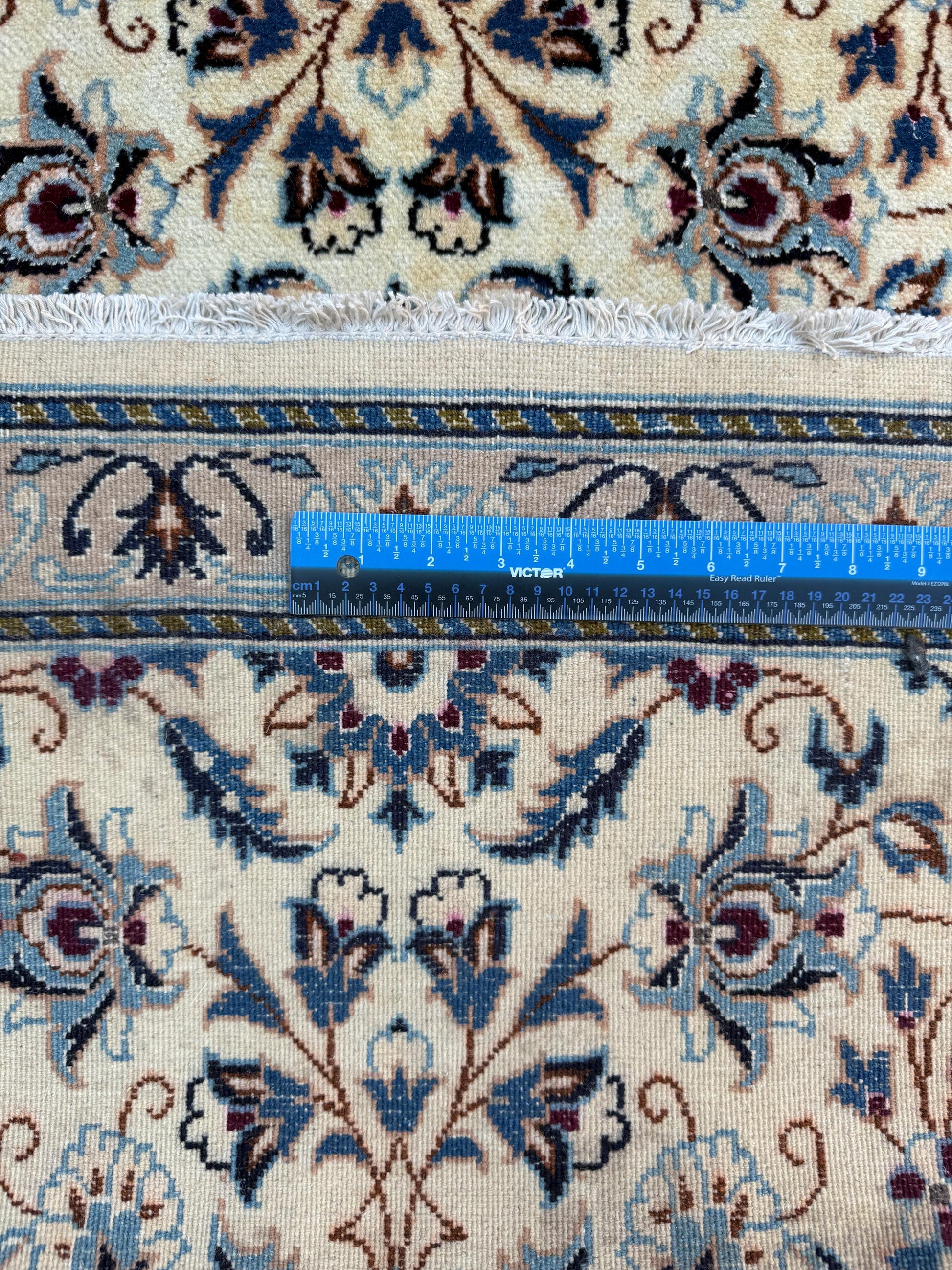 9.5x2.8 ft Vintage 1970s Pastel Nain Hand Knotted Rug: Wool & Silk Touch Runner Carpet