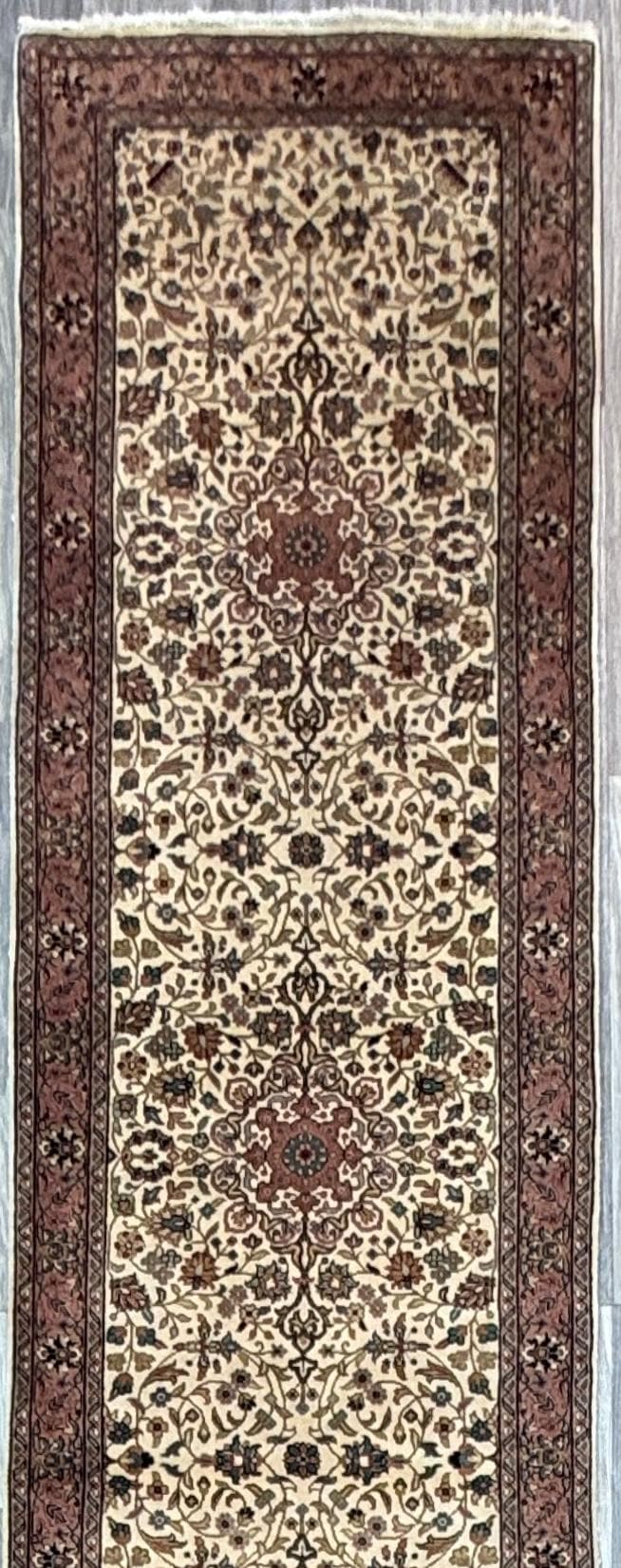 13x3 ft Vintage Qashoun 1970s Hand Knotted Wool Runner Rug