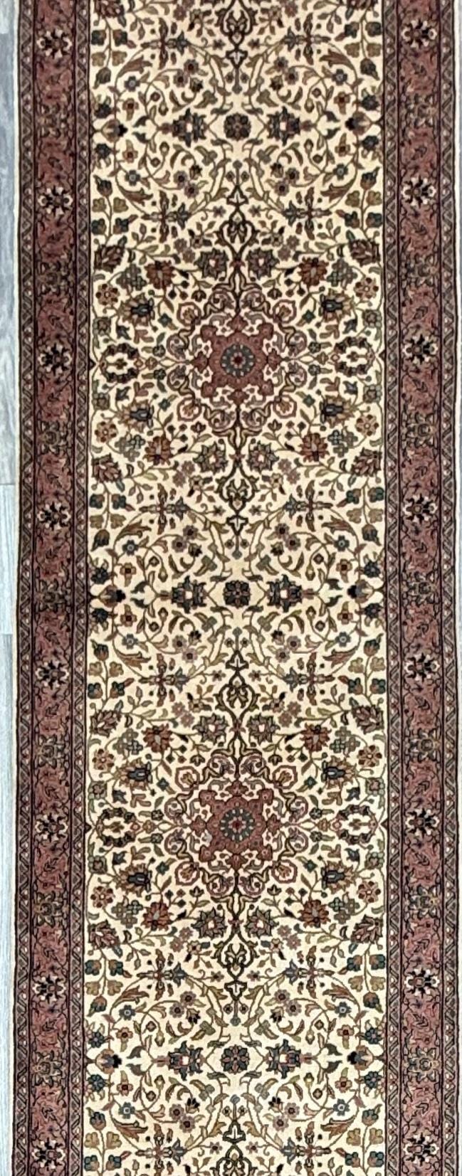 13x3 ft Vintage Qashoun 1970s Hand Knotted Wool Runner Rug