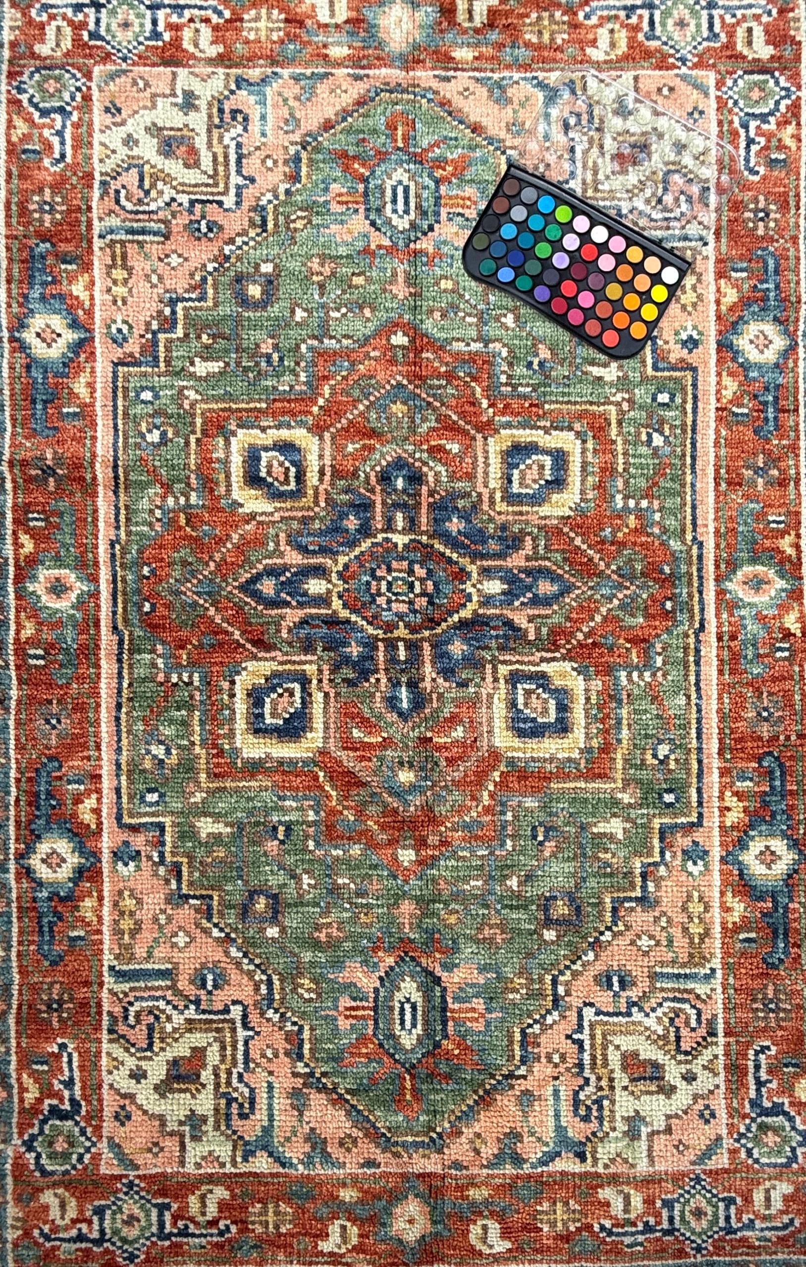 4x6 ft Oushak Hand Knotted Rug: Bohemian Turkish Contemporary Wool Area Rug