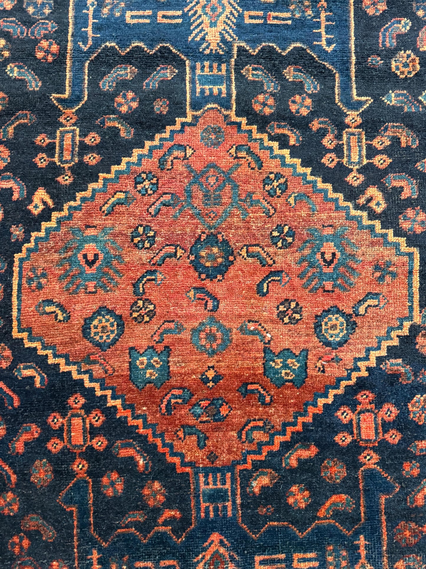 Vintage Turkish Rug 4x7 ft Hand Knotted Authentic Wool Anatolian Geometric Area Rug 1960s Tribal Medallion Carpet
