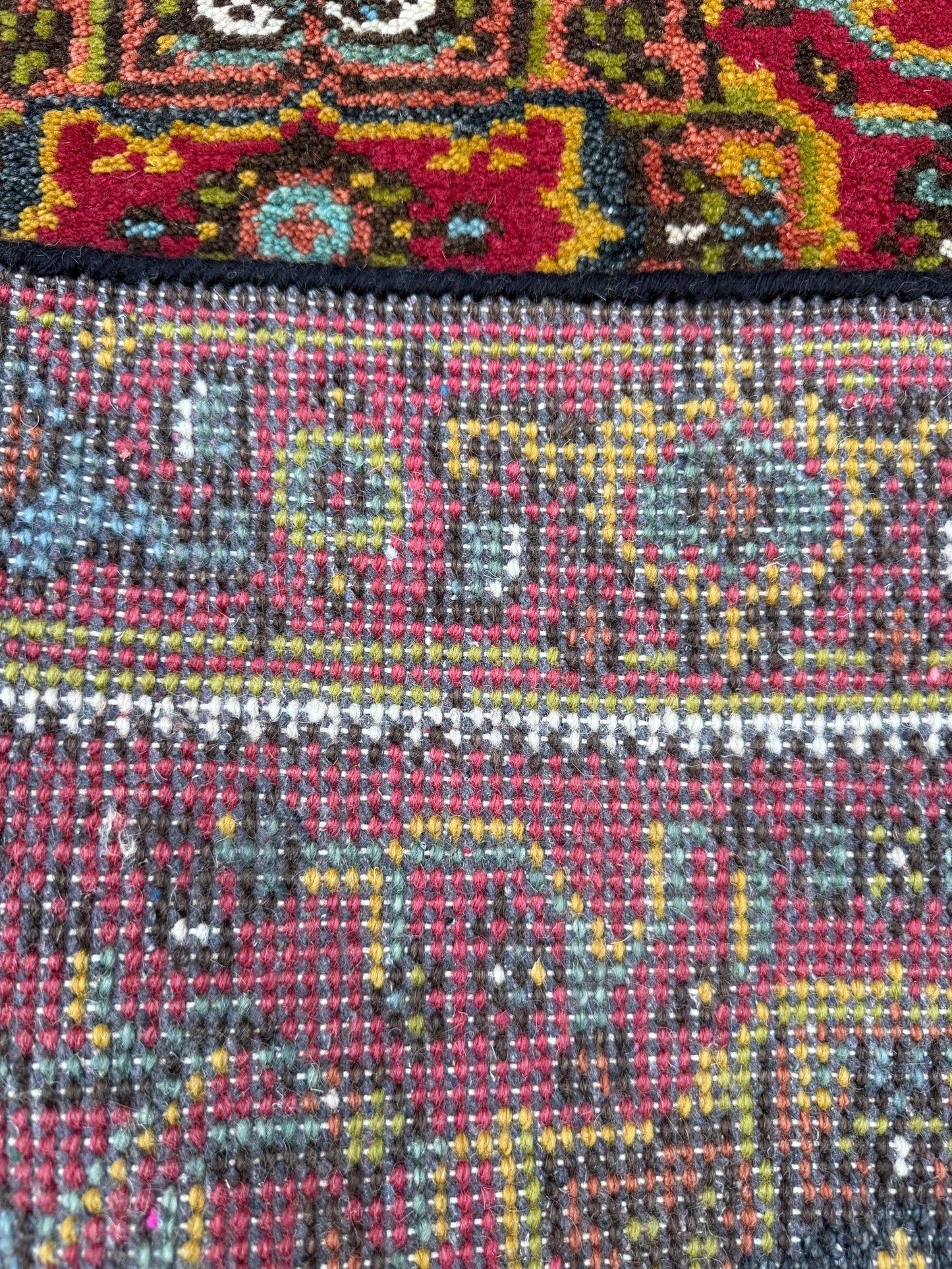 Turkish Oushak Rug 2.6x10 ft Wool Runner – Multicolored Geometric Bohemian Rug – Handmade Contemporary Design