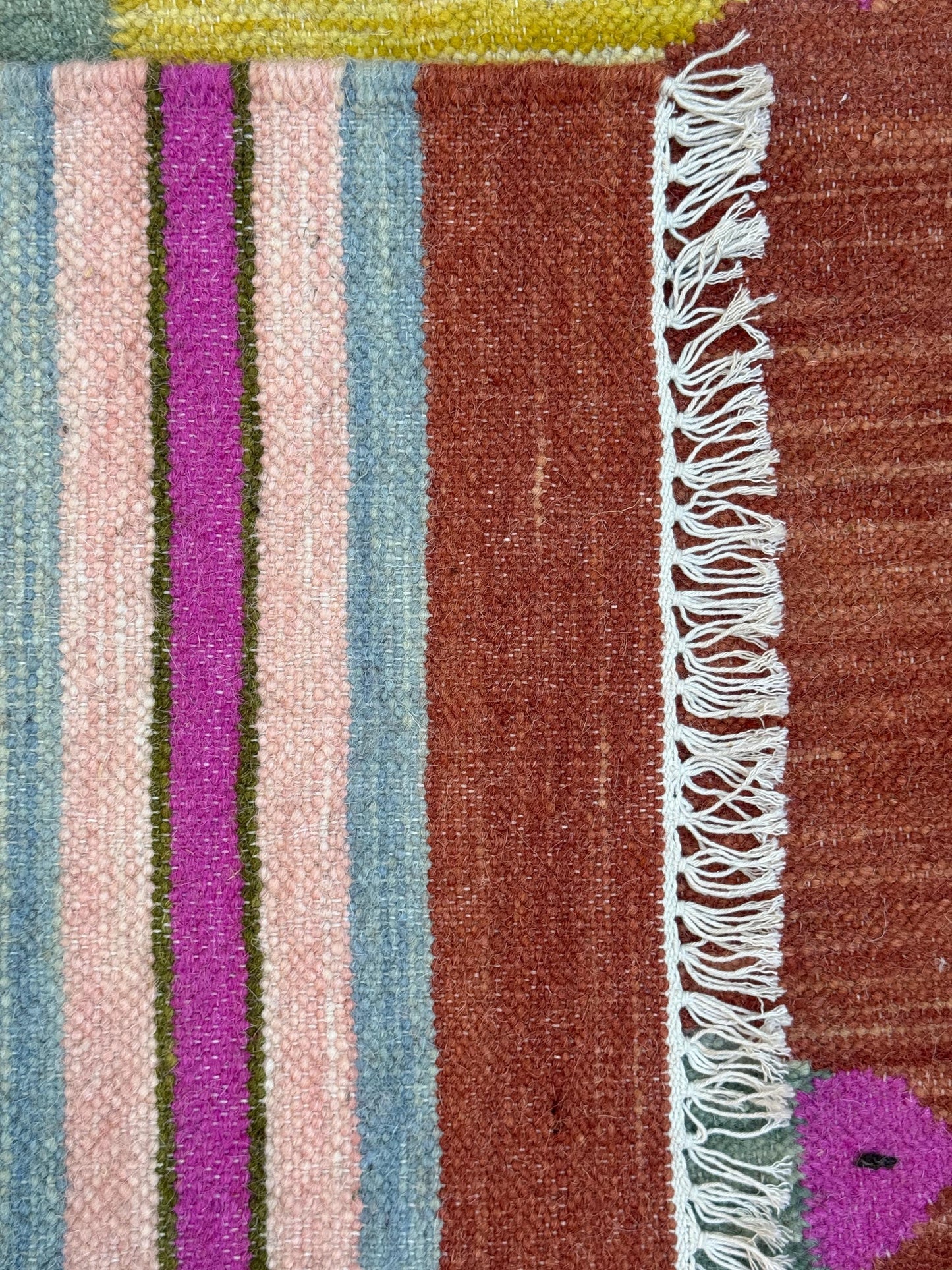 Modern Anatolian Kilim 5x8, Geometric Fish Design, Flatweave Wool Tribal, Boho Interior Accent