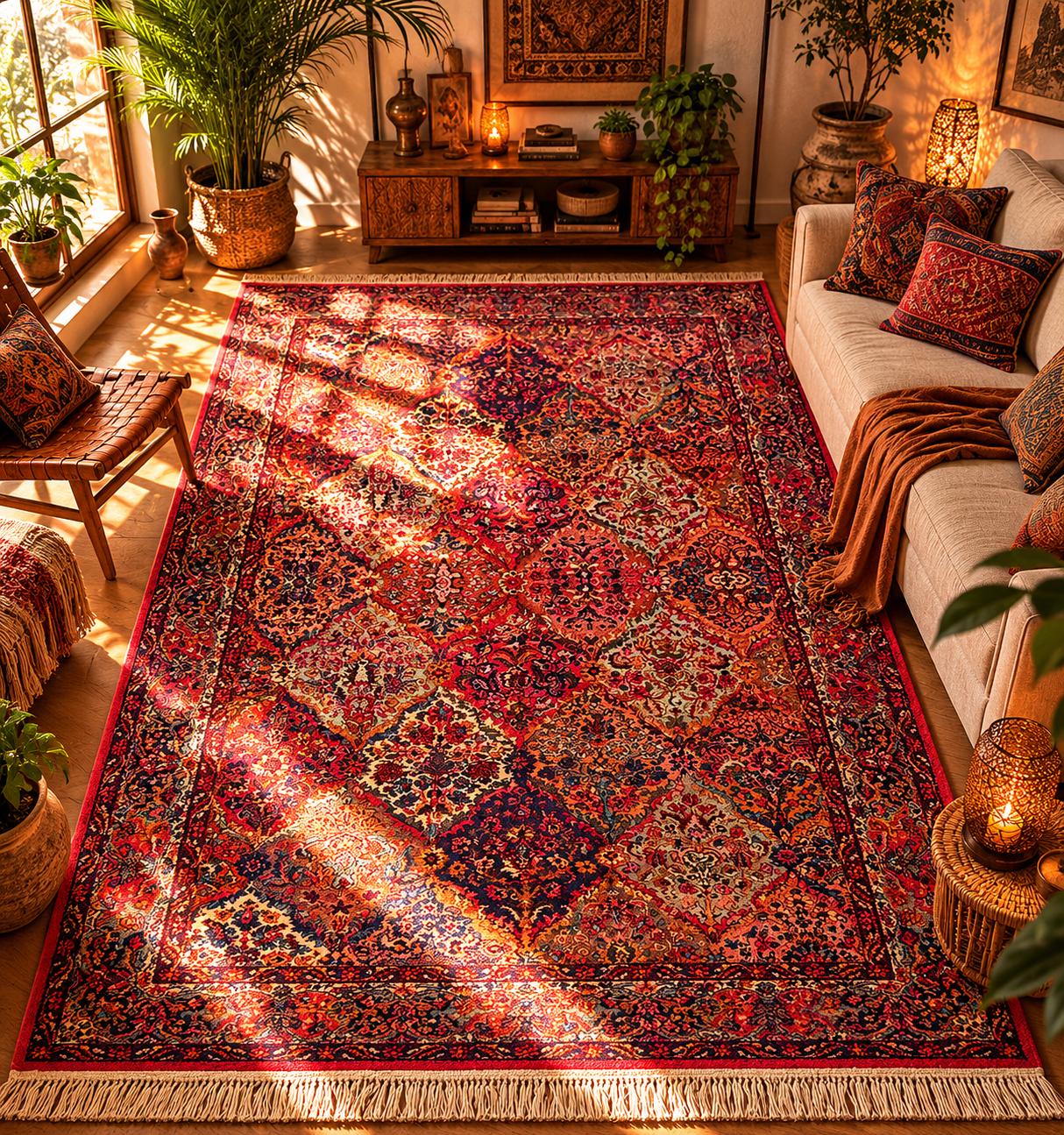 Authentic Vintage Karastan Wool Rug 5.9x9.8 ft Persian Panel Design Rug Traditional Oriental Area Rug Made in USA