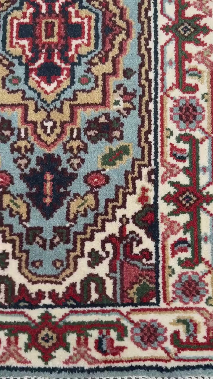 2x4 ft. Hand-Knotted Turkish Serapi Heriz Wool Rug: Vibrant Accent Carpet