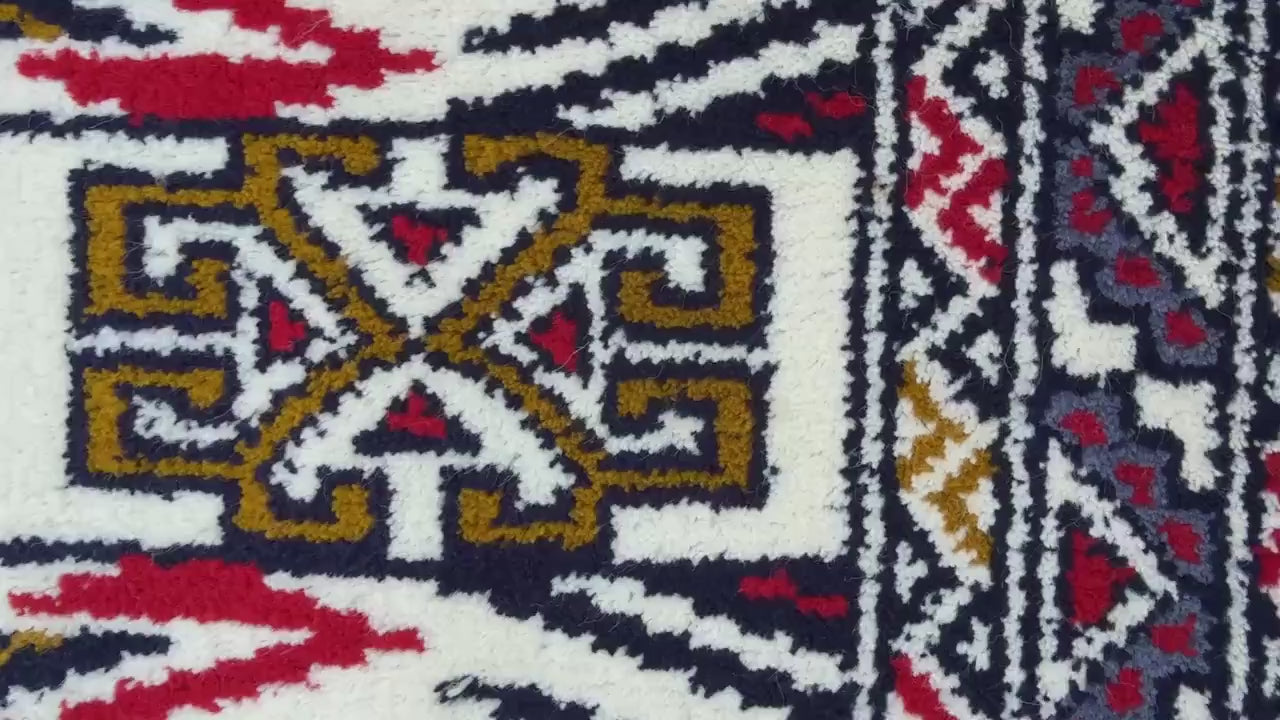 3x1 ft Vintage Turkmen Wool Rug: Hand-Knotted Oriental Accent