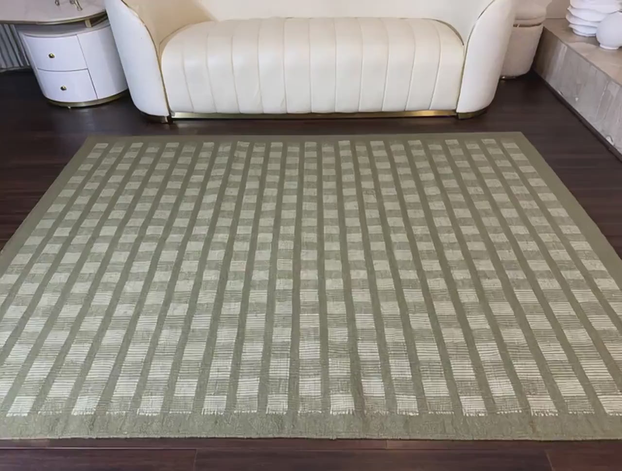 5.3x8 ft Handwoven Wool Oushak Kilim Rug: Flatweave, Boho Home Decor