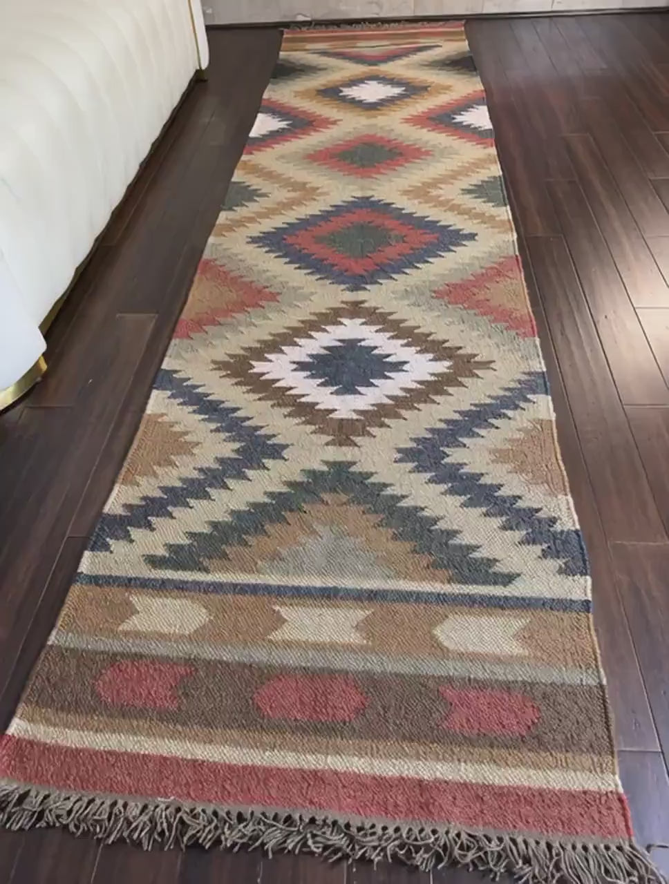 2x10 ft Handwoven Scandinavian Kilim Runner Rug: Wool Anatolian Flatweave