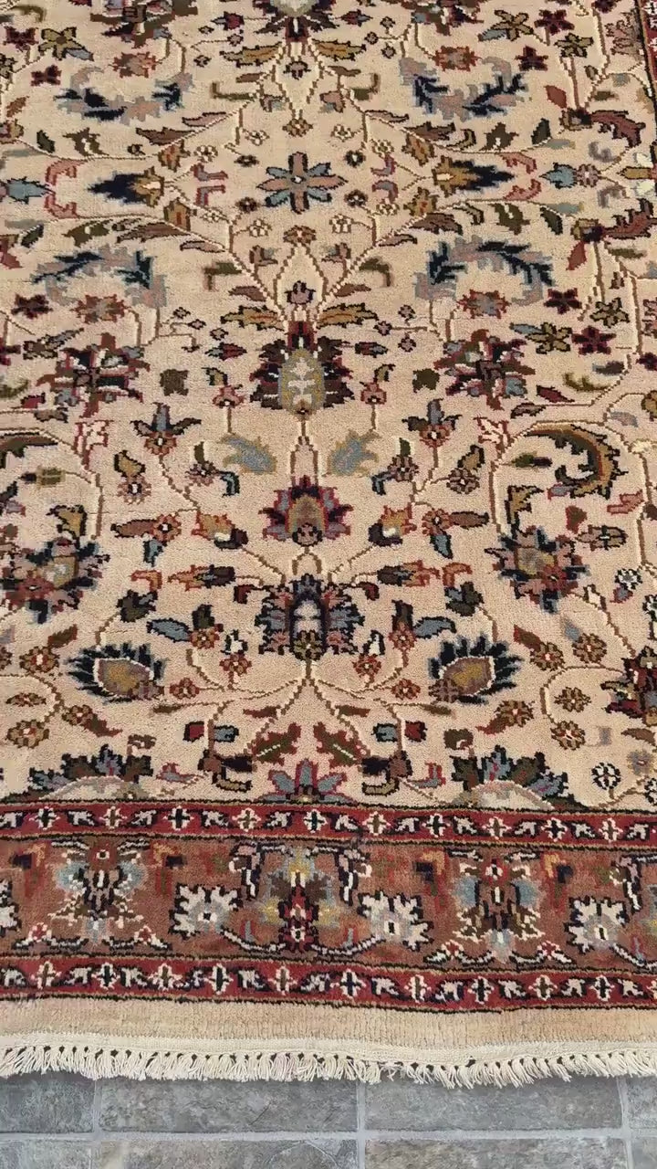 6x4 ft Vintage 1980s Hand Knotted Tabriz Wool Rug: Traditional Oriental Carpet
