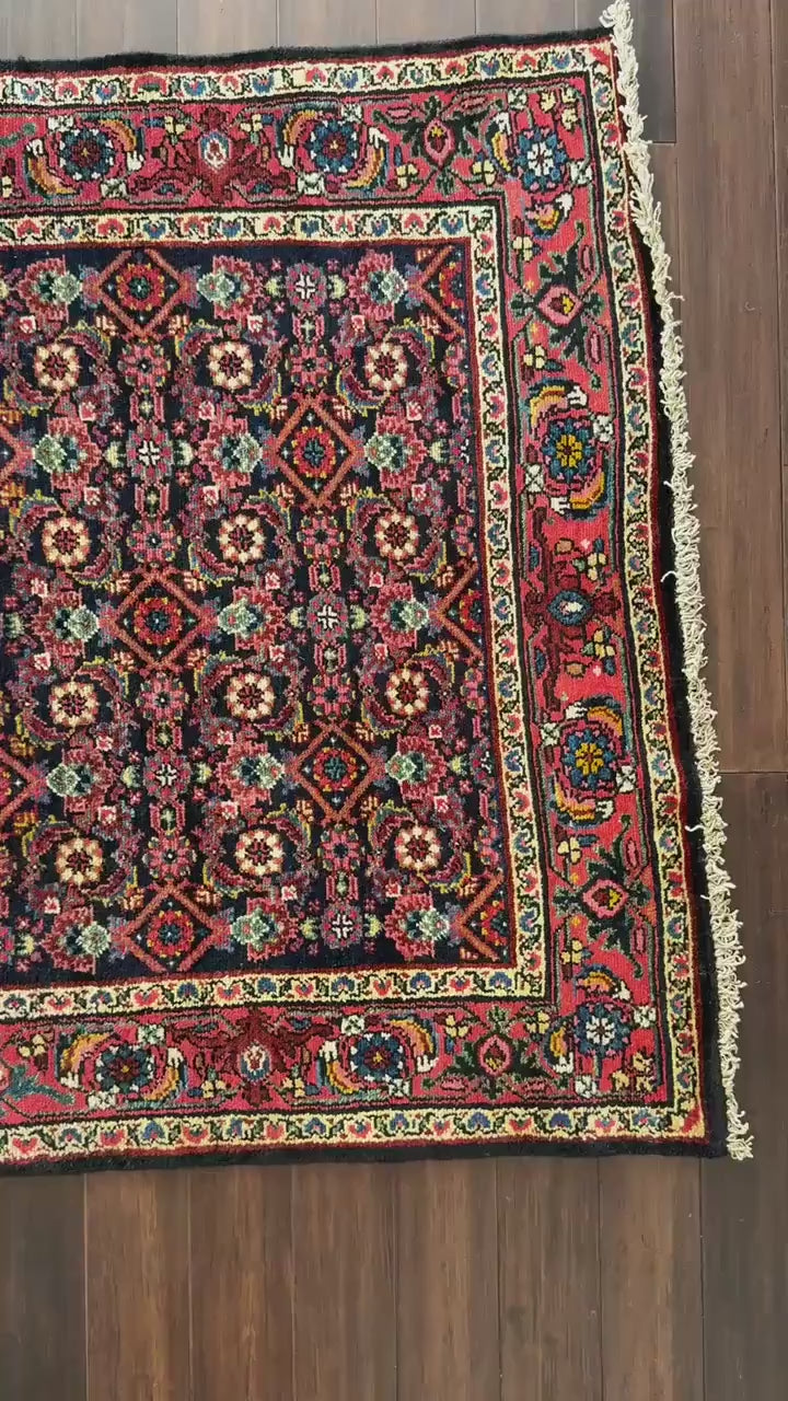 12x3 ft Antique 1950s Malayaar Runner Rug: Hand Knotted Wool Tribal Hallway Carpet, Vintage Nomadic Design
