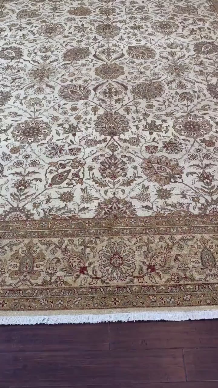 8x10 ft 300 KPSI Hand-Knotted Tabrizz Rug: Silk & Wool Oriental Carpet