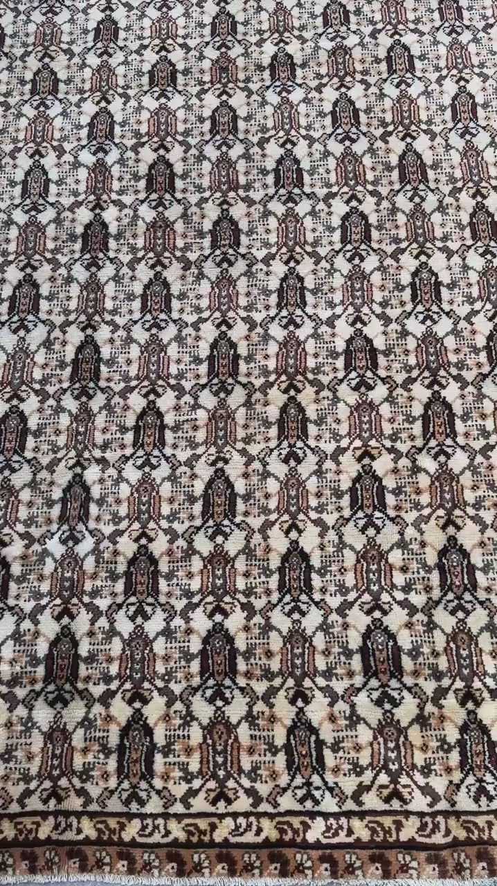9x7 ft Moroccan Vintage Wool Rug, 1990s Hand Knotted Tribal Berber Carpet, Bohemian Area Rug