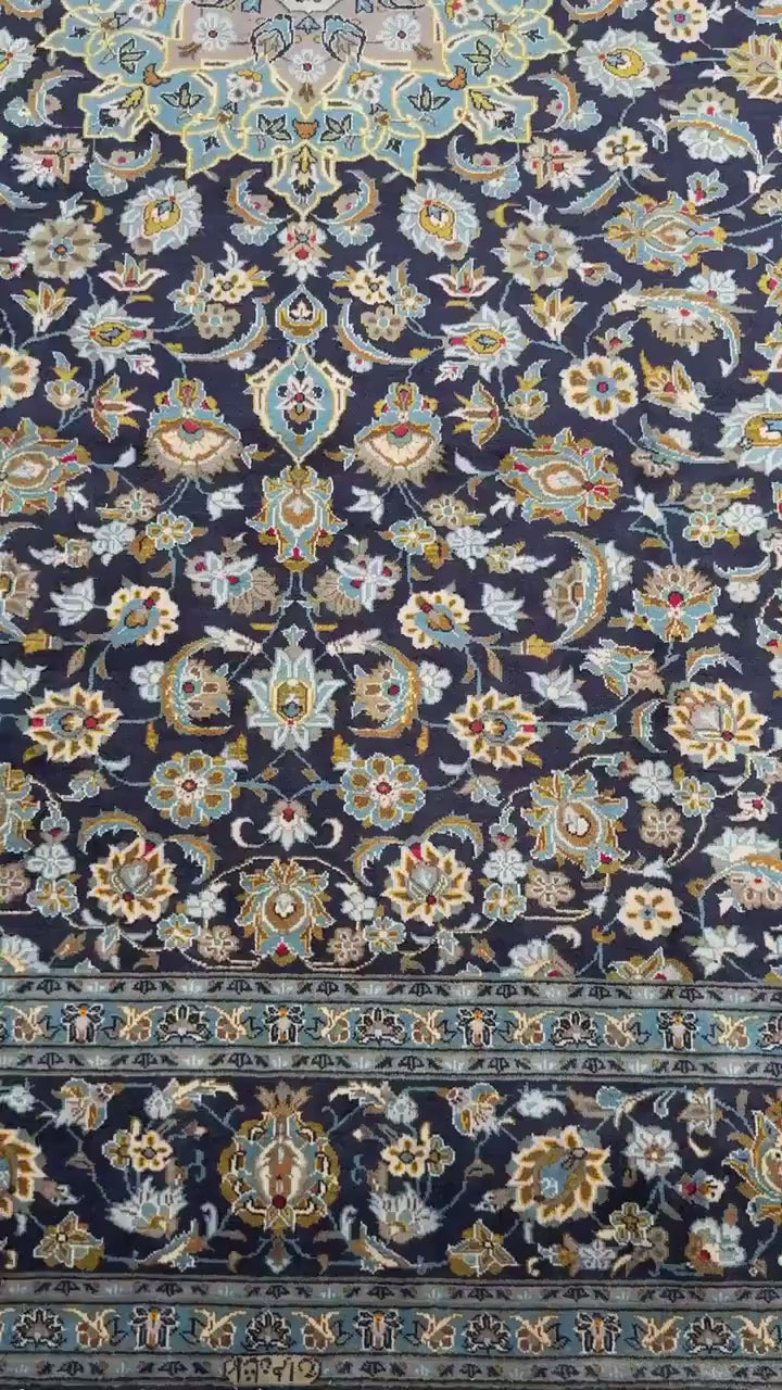 10x13.5 ft Signed Vintage 1970s Rug: Hand Knotted Wool Carpet, Bohemian Village Traditional Oriental Large Area Rug