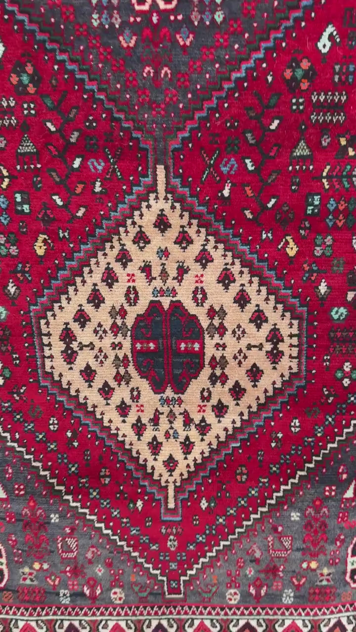 9x3 ft Vintage 1970s Mai Mai Runner Rug: Hand Knotted Wool Tribal Nomadic Desig Carpet