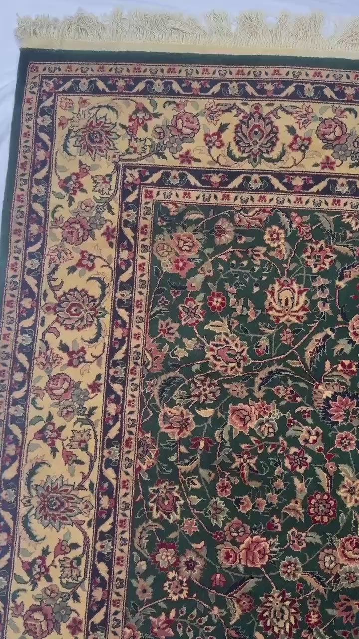 9x6 ft Vintage Tabriz Silk & Wool Rug: 1970s Hand-Knotted Oriental Carpet