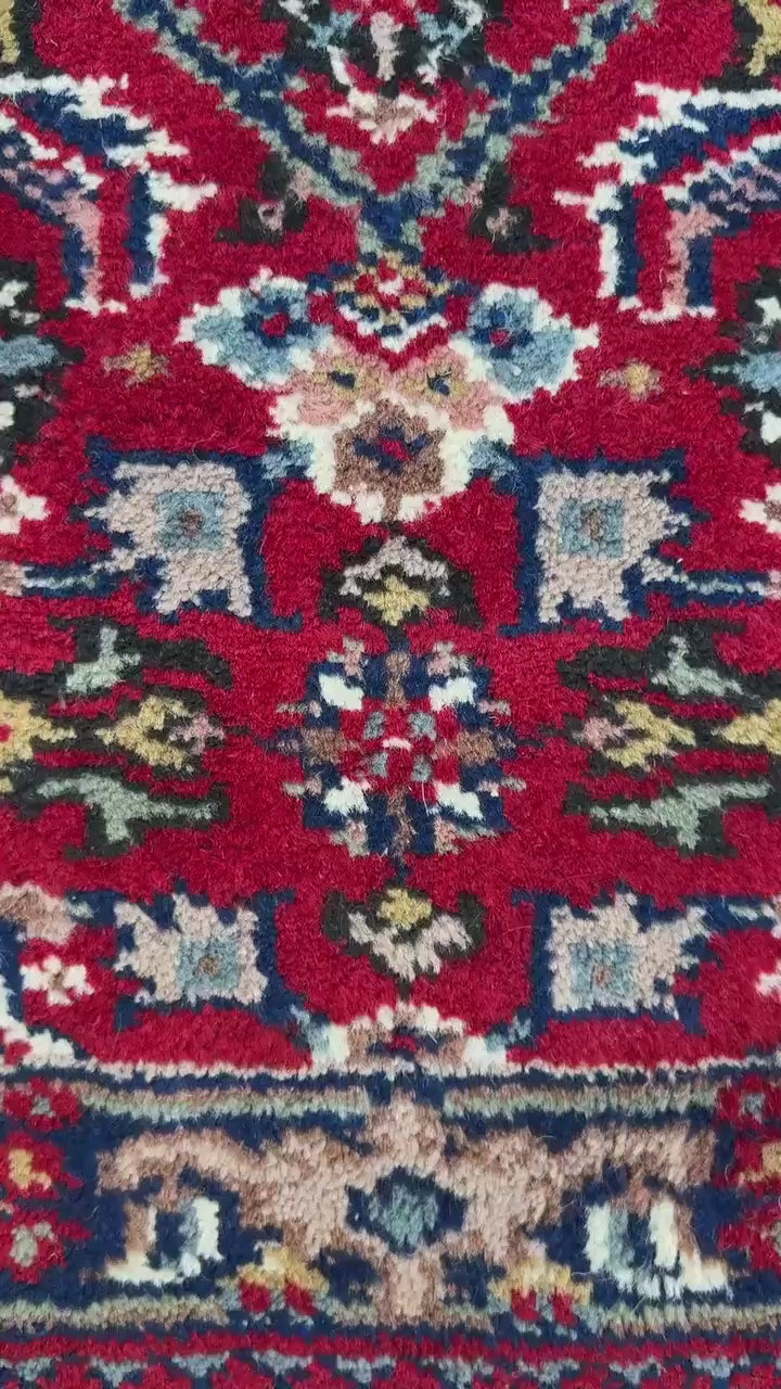 4.9x2.7 ft Vintage Hand Knotted Wool Rug: Bijour Tribal Design