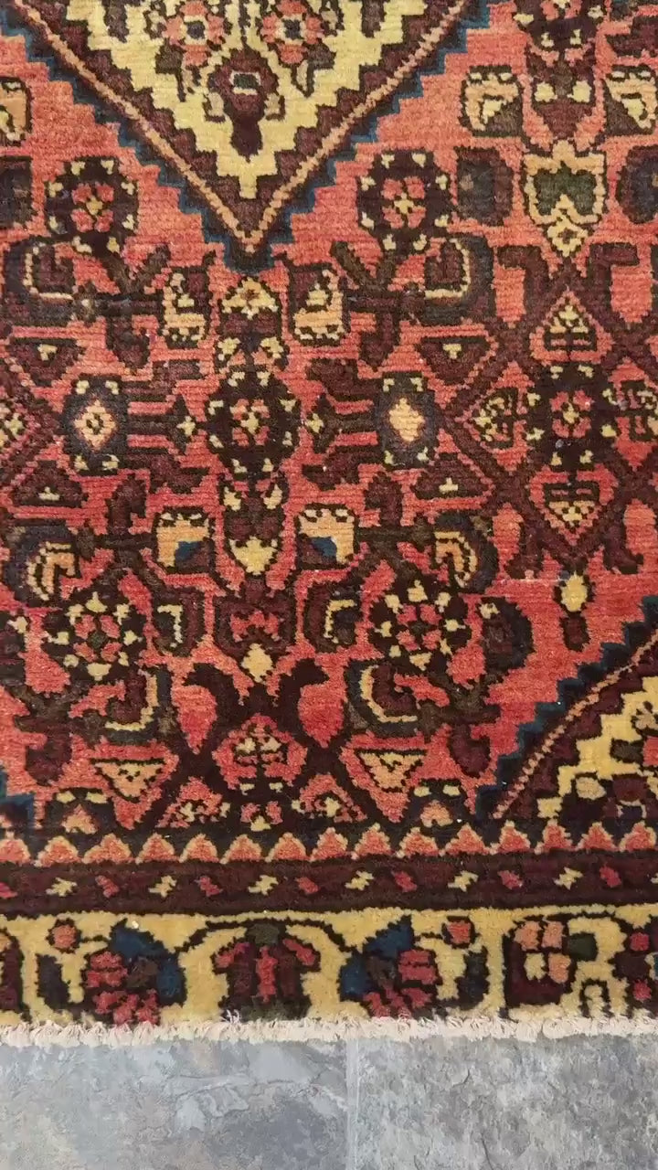3x4 ft Adana Tribal  Rug, 1930s Vintage Geometric Wool Carpet, Hand Knotted Oriental Area Rug