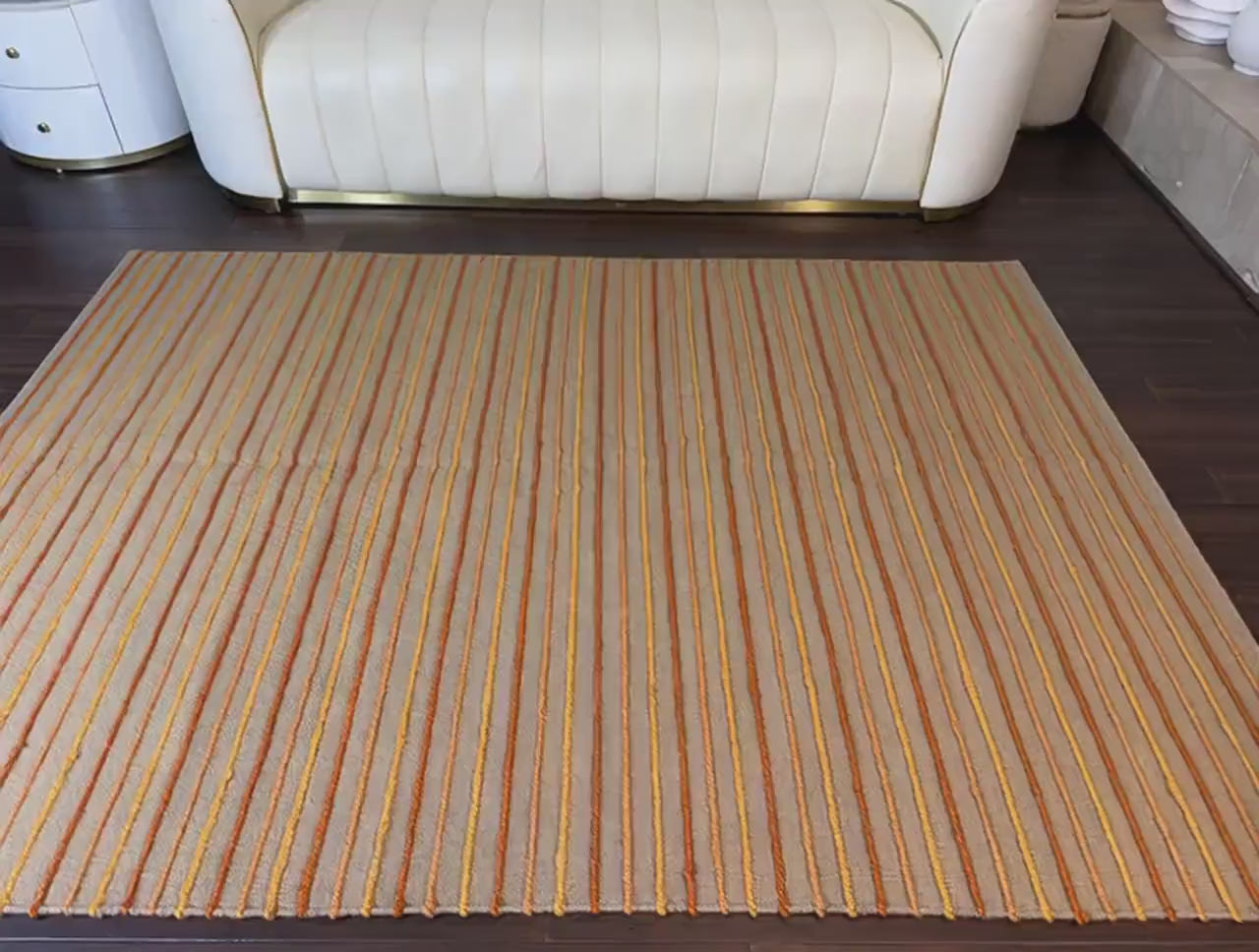 5x8 ft Handwoven Oushak Kilim Rug: Boho Wool Area Carpet