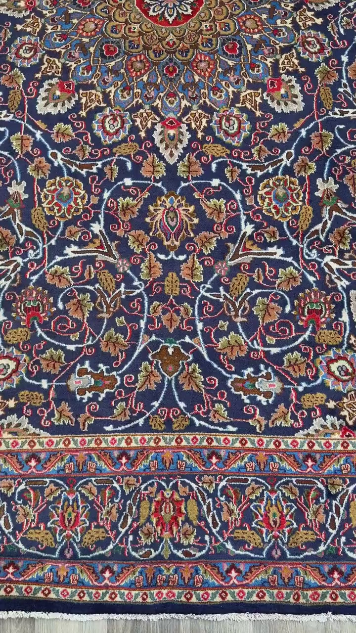 10x13 ft. 1960s Hand Knotted Kashmar Rug: Vintage Gonbad Wool Area Rug