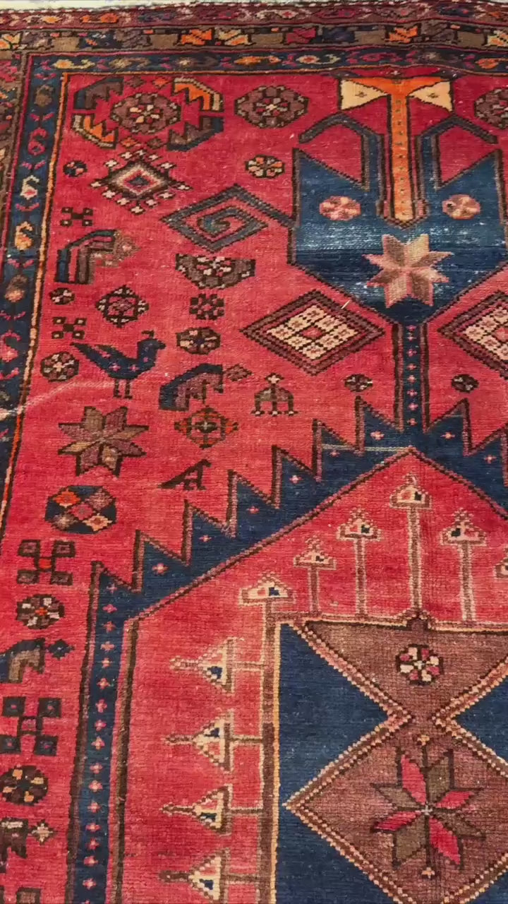 4x7 ft 1930s Vintage Tribal Wool Rug Hand-Knotted Anatolian Carpet