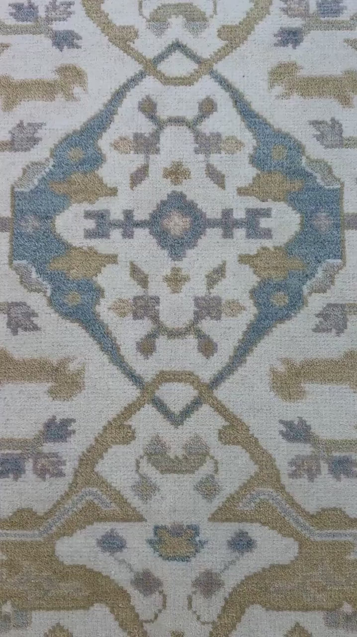 4x6 ft Hand-knotted Oushak Turkish Rug: Modern-Style Wool Carpet