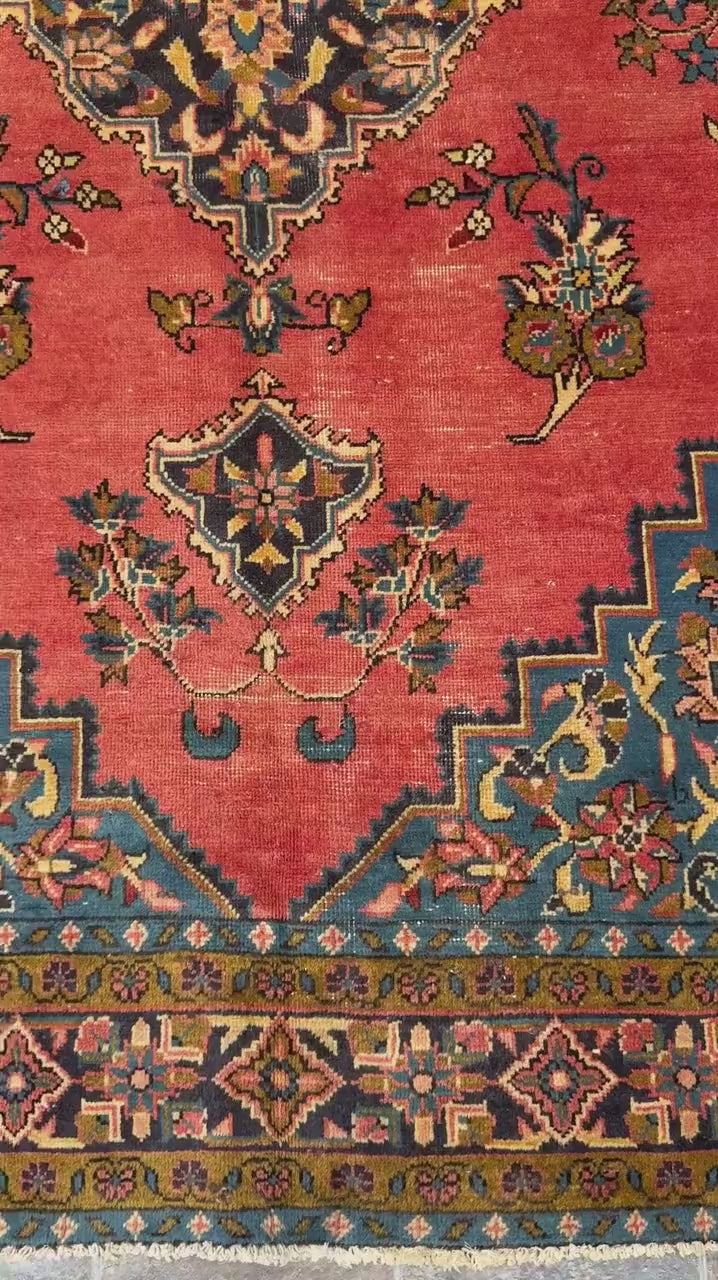 4.10x7.10 ft Geometric Village Rug, 1930s Vintage Hand Knotted Wool Carpet, Anatolian Oriental Area Rug