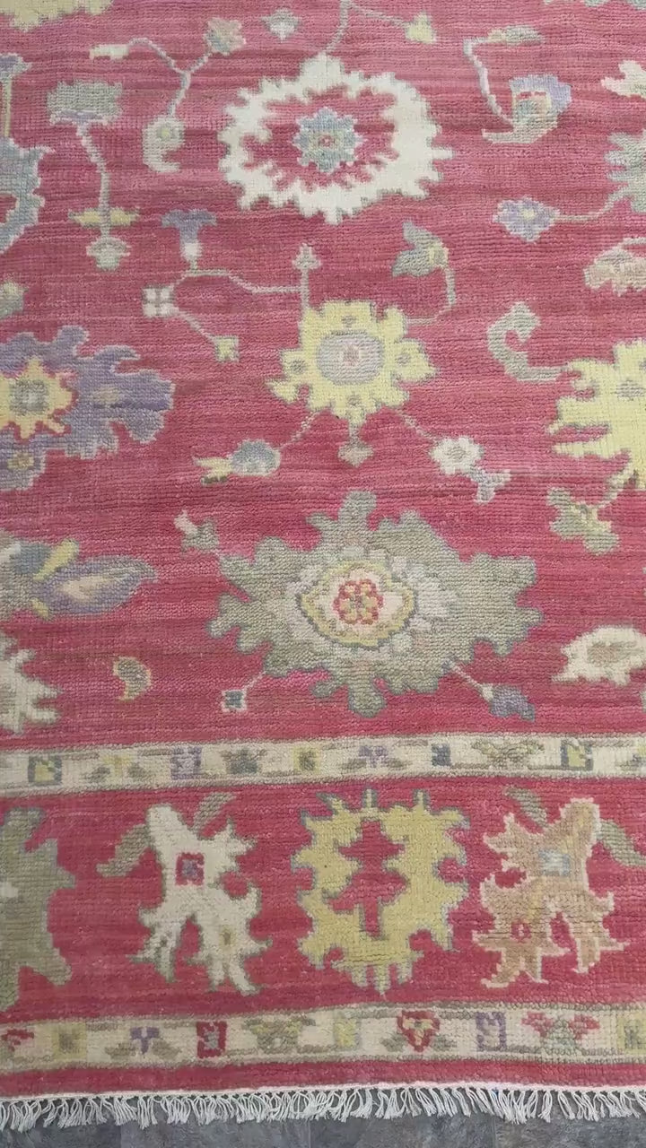 8x10 ft Handmade Turkish Oushak Wool Rug: Modern Bohemian Carpet
