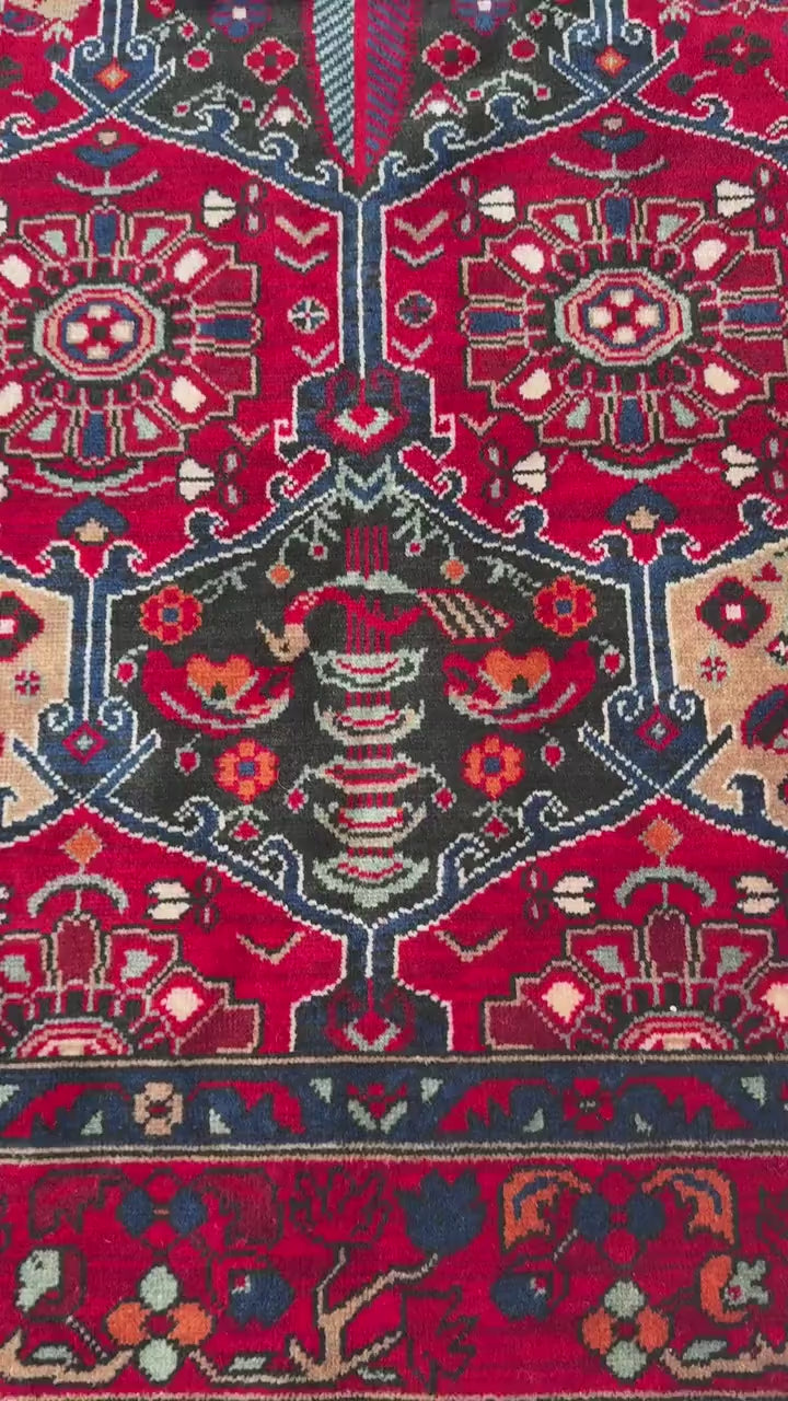 7x4 ft Vintage Hand-Knotted Hamidoun Rug: Bohemian Wool & Acrylic Carpet