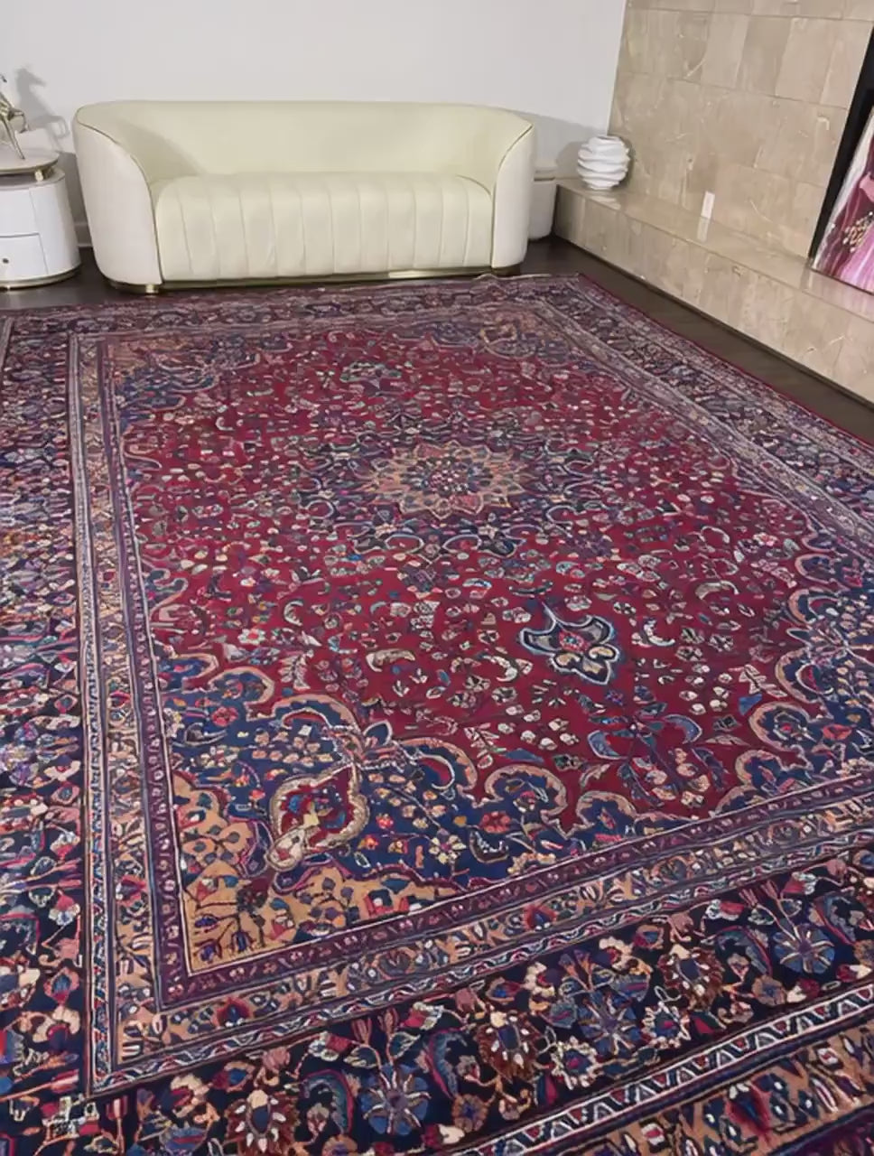 10x13 ft. 1940s Khorasan Rug Hand-Knotted Wool, 200 KPSI