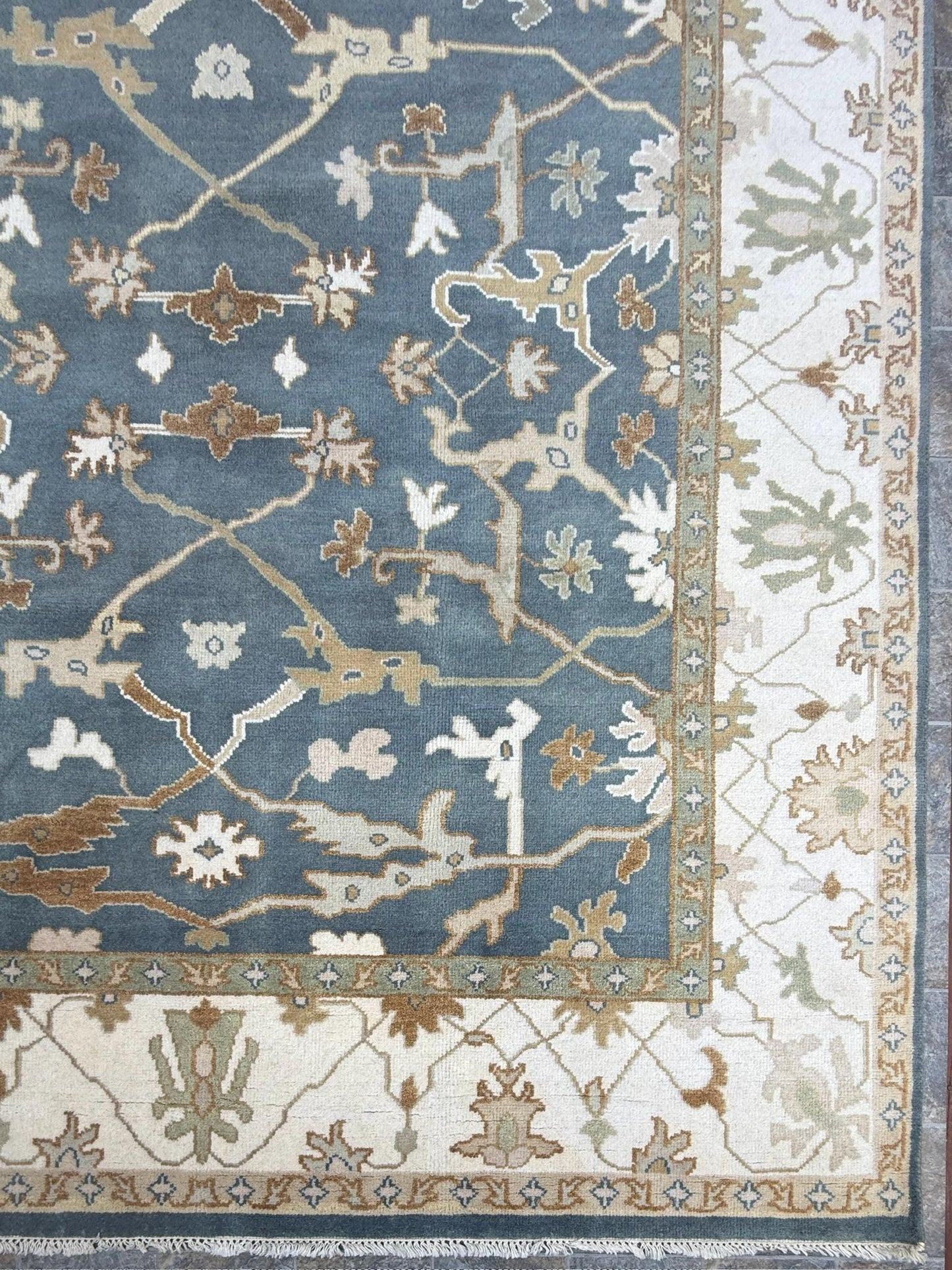 8 x 10 ft Hand-Knotted Oushak Rug: Multicolored Wool Bohemian Carpet