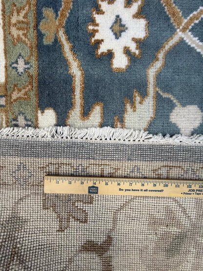8 x 10 ft Hand-Knotted Oushak Rug: Multicolored Wool Bohemian Carpet