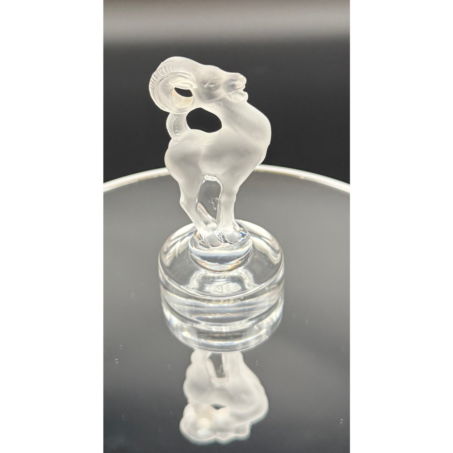 Lalique Crystal Ram Figurine, Frosted Crystal Aries Sculpture, Vintage French Art Glass Animal, Signed Lalique Collectible