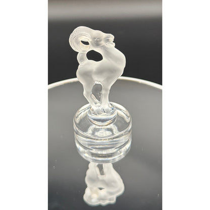 Lalique Crystal Ram Figurine, Frosted Crystal Aries Sculpture, Vintage French Art Glass Animal, Signed Lalique Collectible
