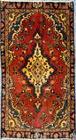 1.7x3 ft Vintage Entryway Rug: 1930s Hand-Knotted Wool, Geometric Accent