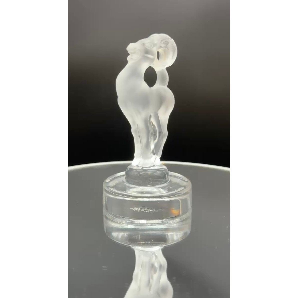 Lalique Crystal Ram Figurine, Frosted Crystal Aries Sculpture, Vintage French Art Glass Animal, Signed Lalique Collectible