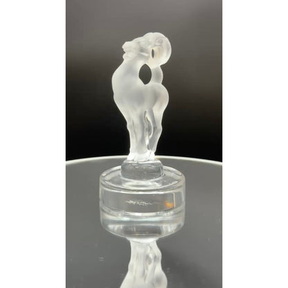Lalique Crystal Ram Figurine, Frosted Crystal Aries Sculpture, Vintage French Art Glass Animal, Signed Lalique Collectible