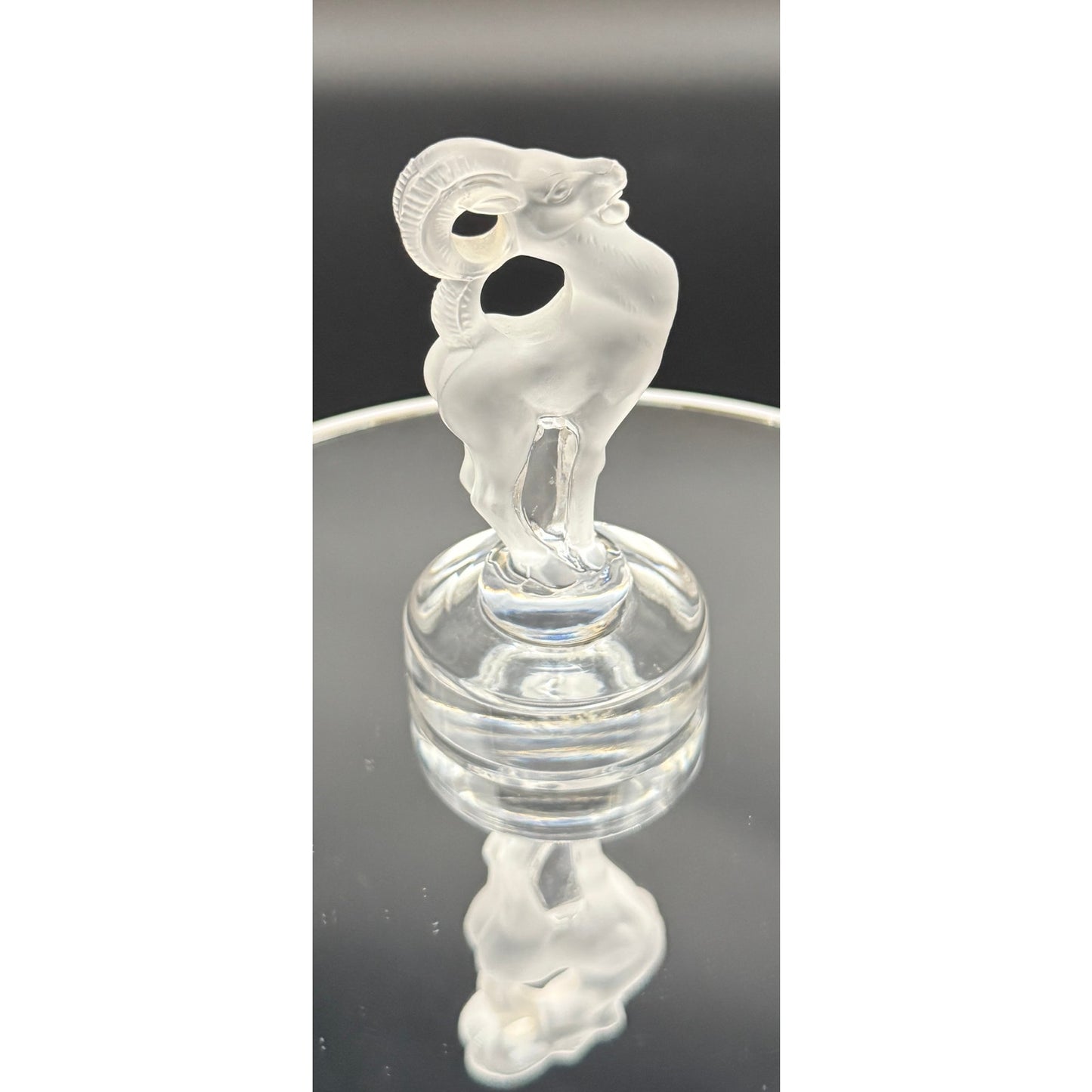 Lalique Crystal Ram Figurine, Frosted Crystal Aries Sculpture, Vintage French Art Glass Animal, Signed Lalique Collectible