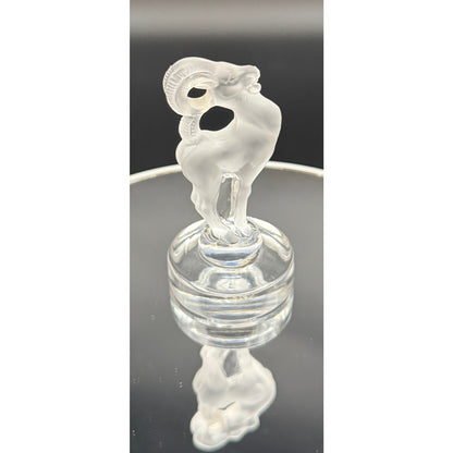 Lalique Crystal Ram Figurine, Frosted Crystal Aries Sculpture, Vintage French Art Glass Animal, Signed Lalique Collectible
