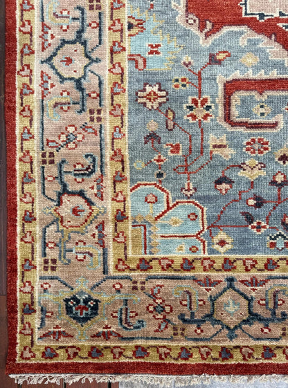 8x10 ft Turkish Heriz Rug: Hand Knotted Wool Oriental Carpet