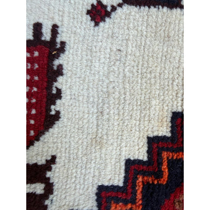 Turkish Handmade Wool Rug, Red Navy Bird Motif Medallion (2'9" x 5'3")