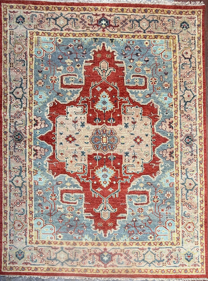 8x10 ft Turkish Heriz Rug: Hand Knotted Wool Oriental Carpet
