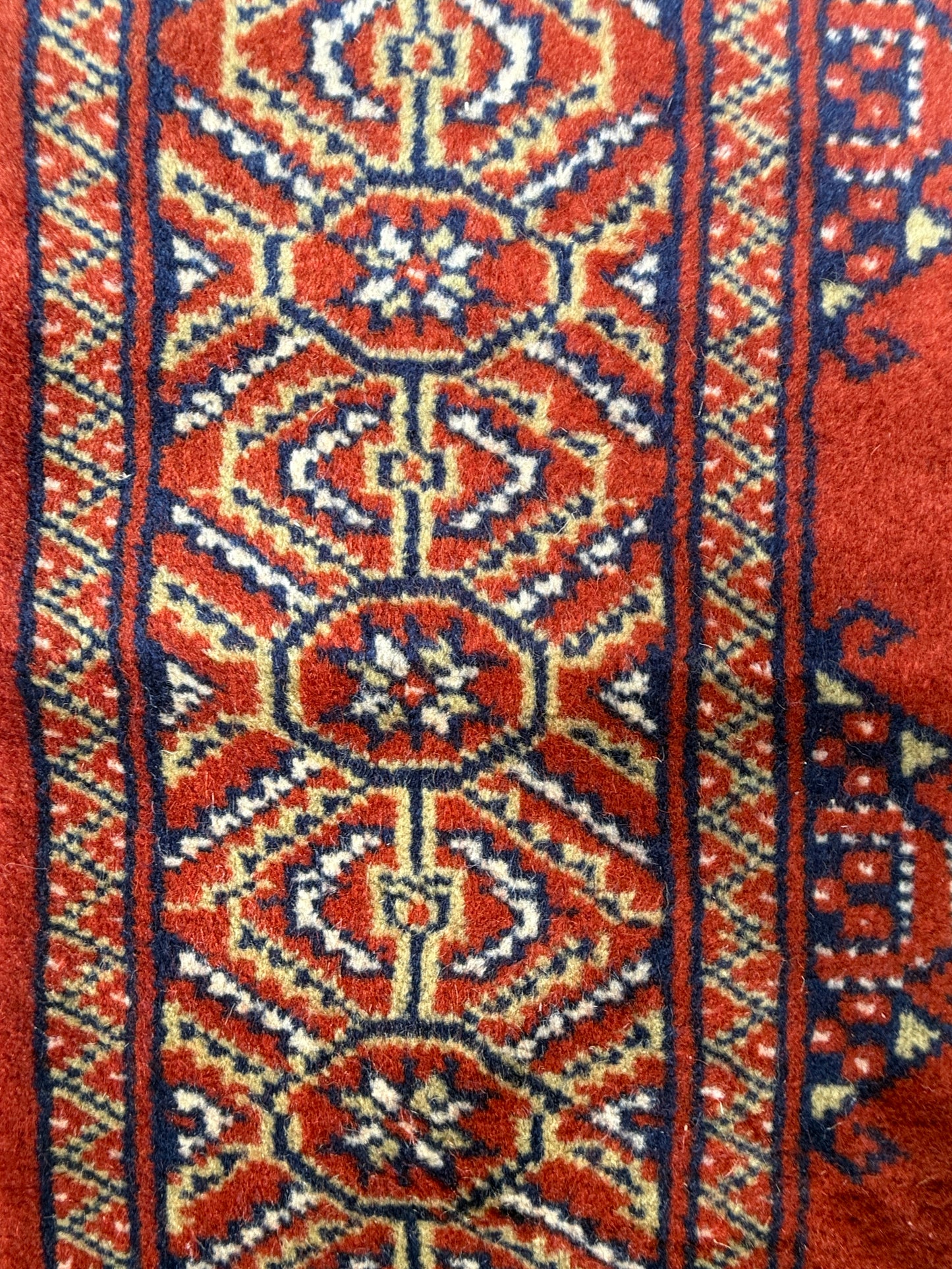 6.3x4.3 ft Pakistani Bokhara Jhaldar Rug, 1980s Vintage Hand Knotted Wool Oriental Carpet, Small Geometric Area Rug