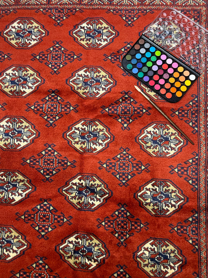 6.3x4.3 ft Pakistani Bokhara Jhaldar Rug, 1980s Vintage Hand Knotted Wool Oriental Carpet, Small Geometric Area Rug