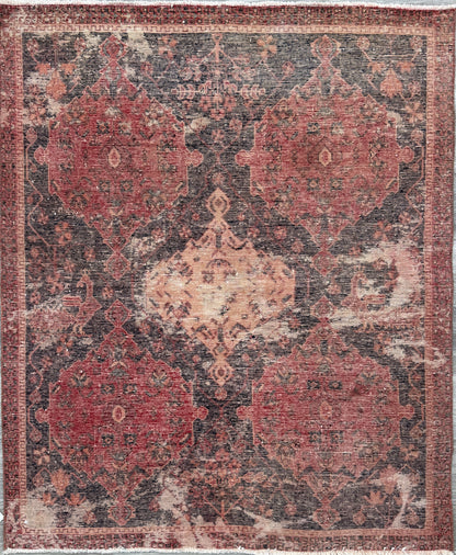 Vintage Turkish Anatolian Rug 4.1x5 ft Hand Knotted Wool Tribal Geometric Rug 1960s