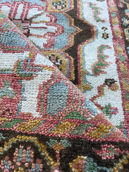 4x6 ft Hand-knotted Oushak Turkish Rug: Heriz-Style Wool Carpet
