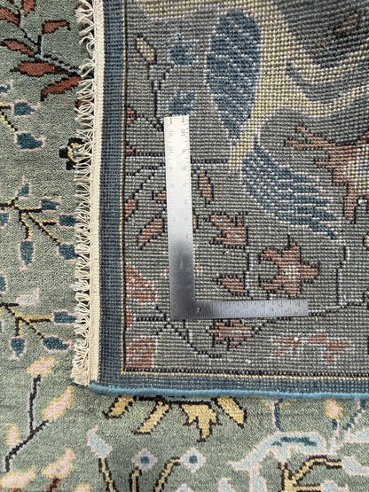 Turkish Oushak Rug 4x6 ft – Tree of Life Birds Design, Wool Area Rug