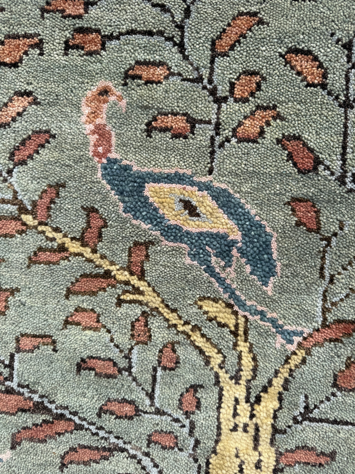 Turkish Oushak Rug 4x6 ft – Tree of Life Birds Design, Wool Area Rug